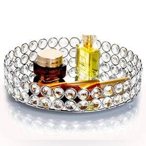 NWOT Crystal Beaded Mirrored Tray